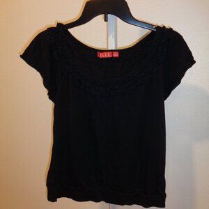 ELLE Women's Black Top Size Medium Short Sleeve Pima Cotton Modal